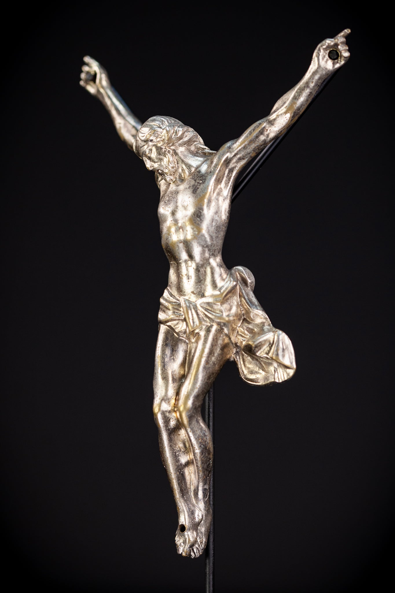 Corpus Christi Silver Plated Bronze Sculpture | Antique 1700s