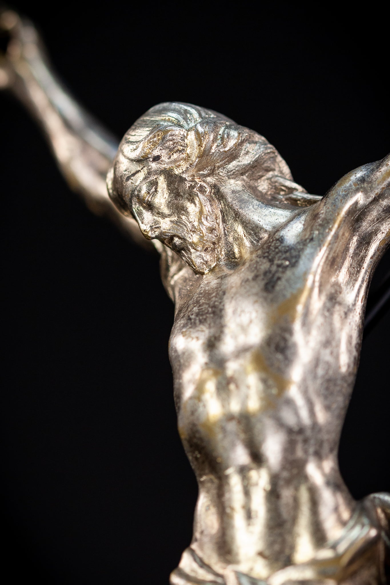 Corpus Christi Silver Plated Bronze Sculpture | Antique 1700s