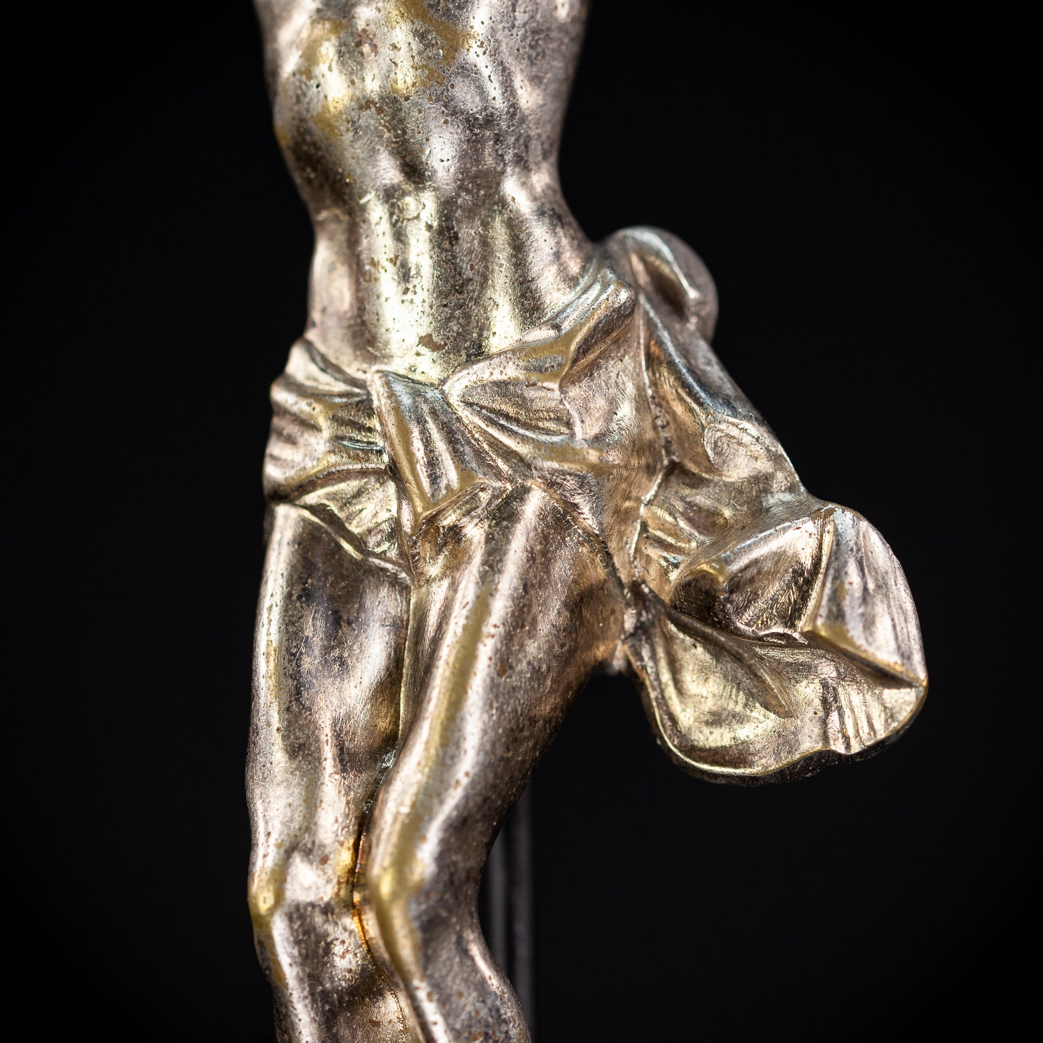 Corpus Christi Silver Plated Bronze Sculpture | Antique 1700s