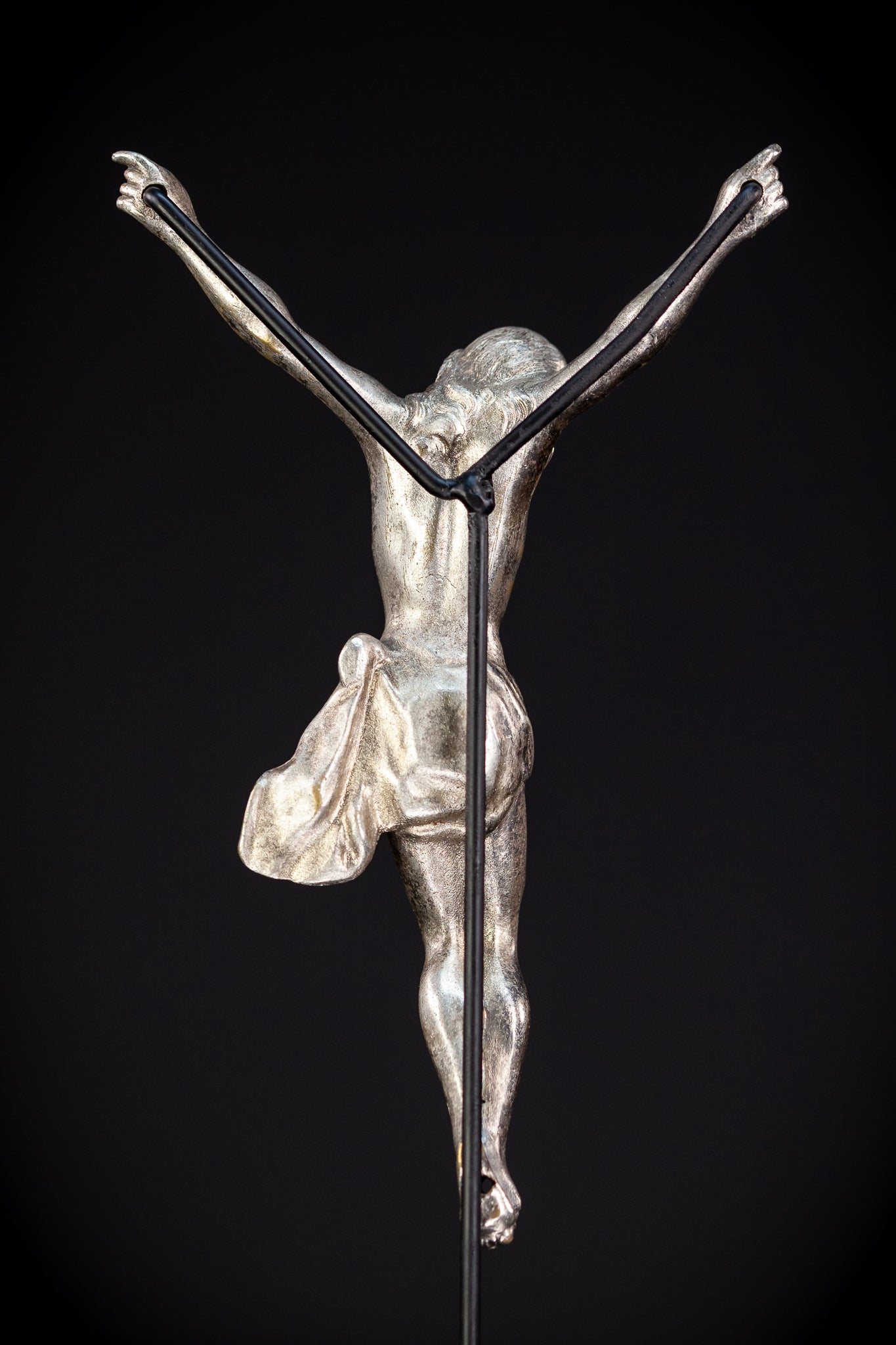 Corpus Christi Silver Plated Bronze Sculpture | Antique 1700s