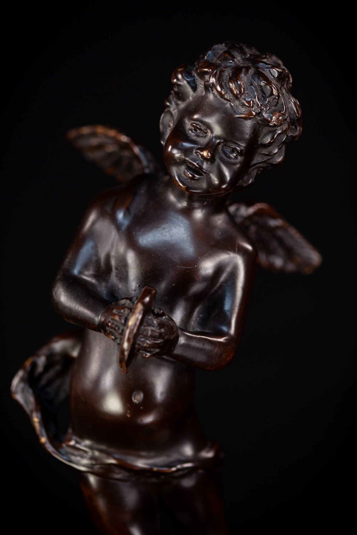 Angel Bronze Sculpture by A Moreau | Antique 11" / 28 cm