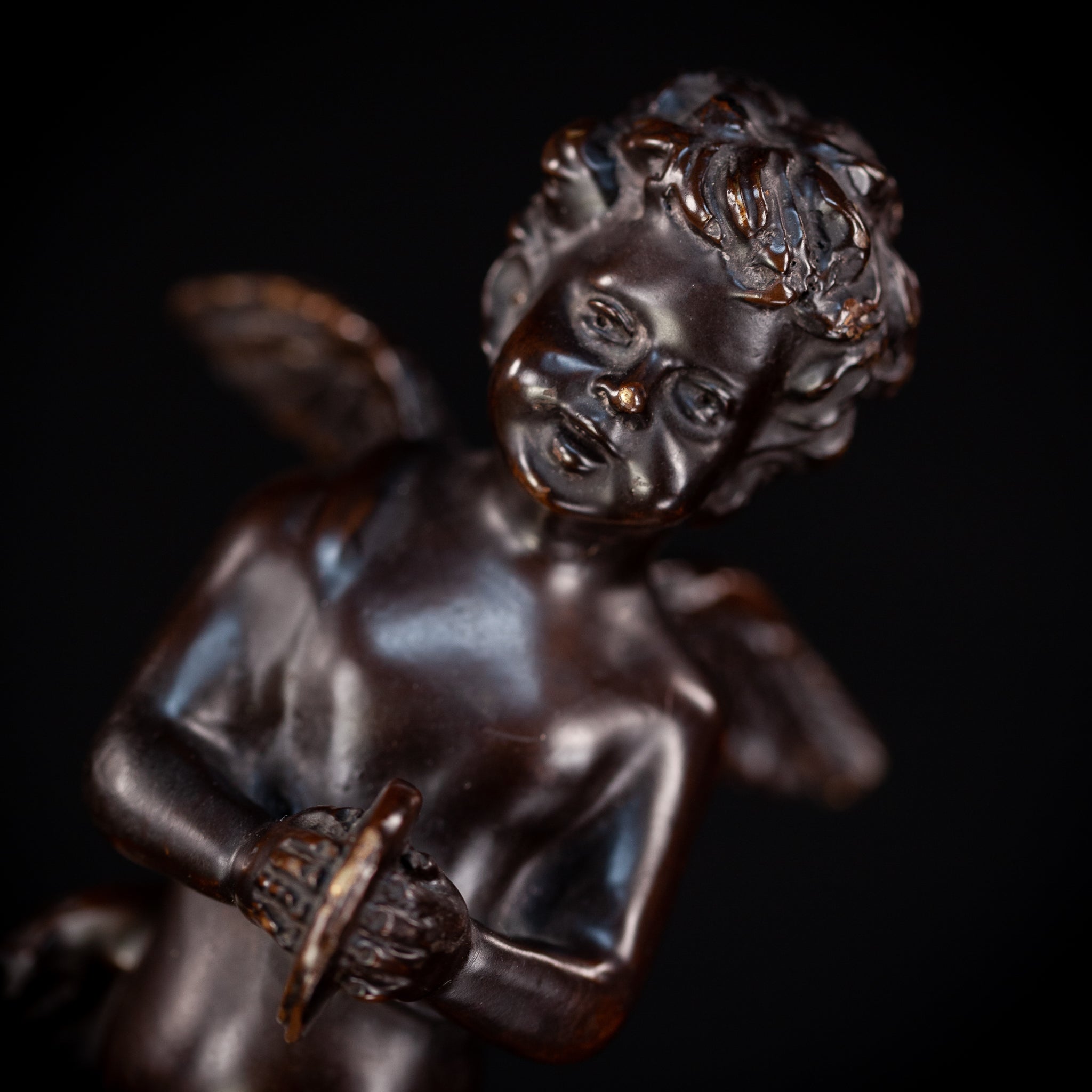 Angel Bronze Sculpture by A Moreau | Antique 11" / 28 cm