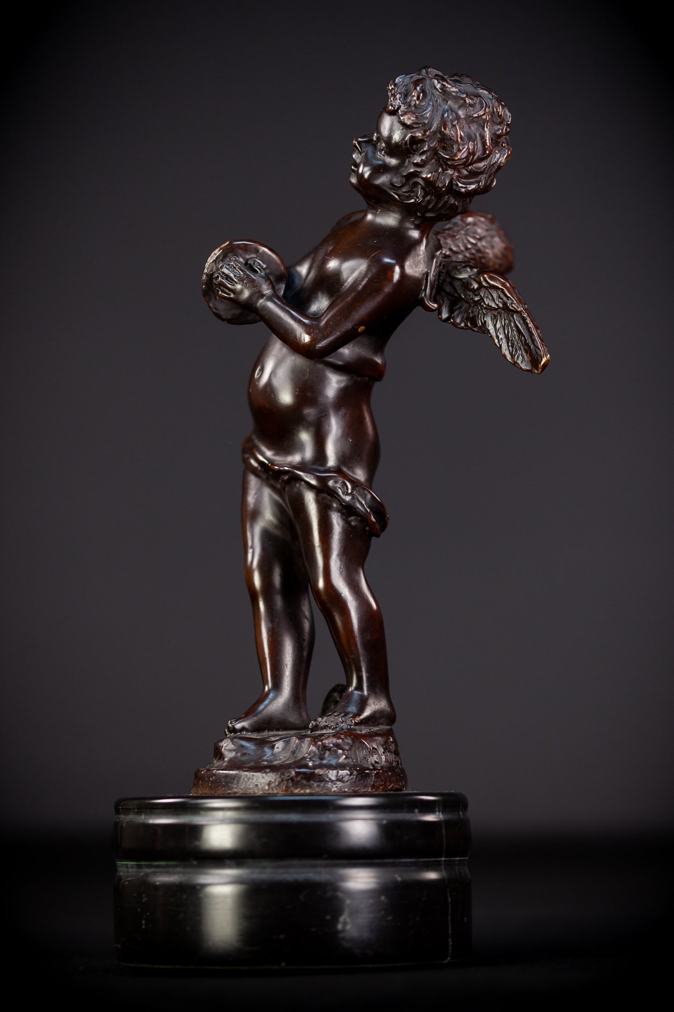 Angel Bronze Sculpture by A Moreau | Antique 11" / 28 cm