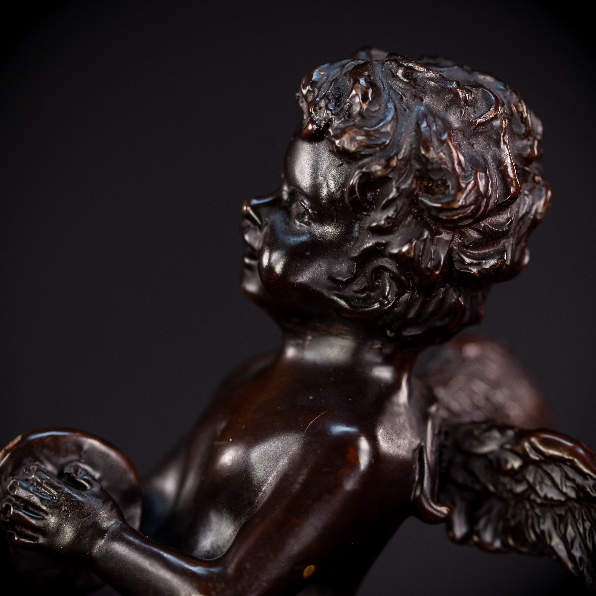 Angel Bronze Sculpture by A Moreau | Antique 11" / 28 cm