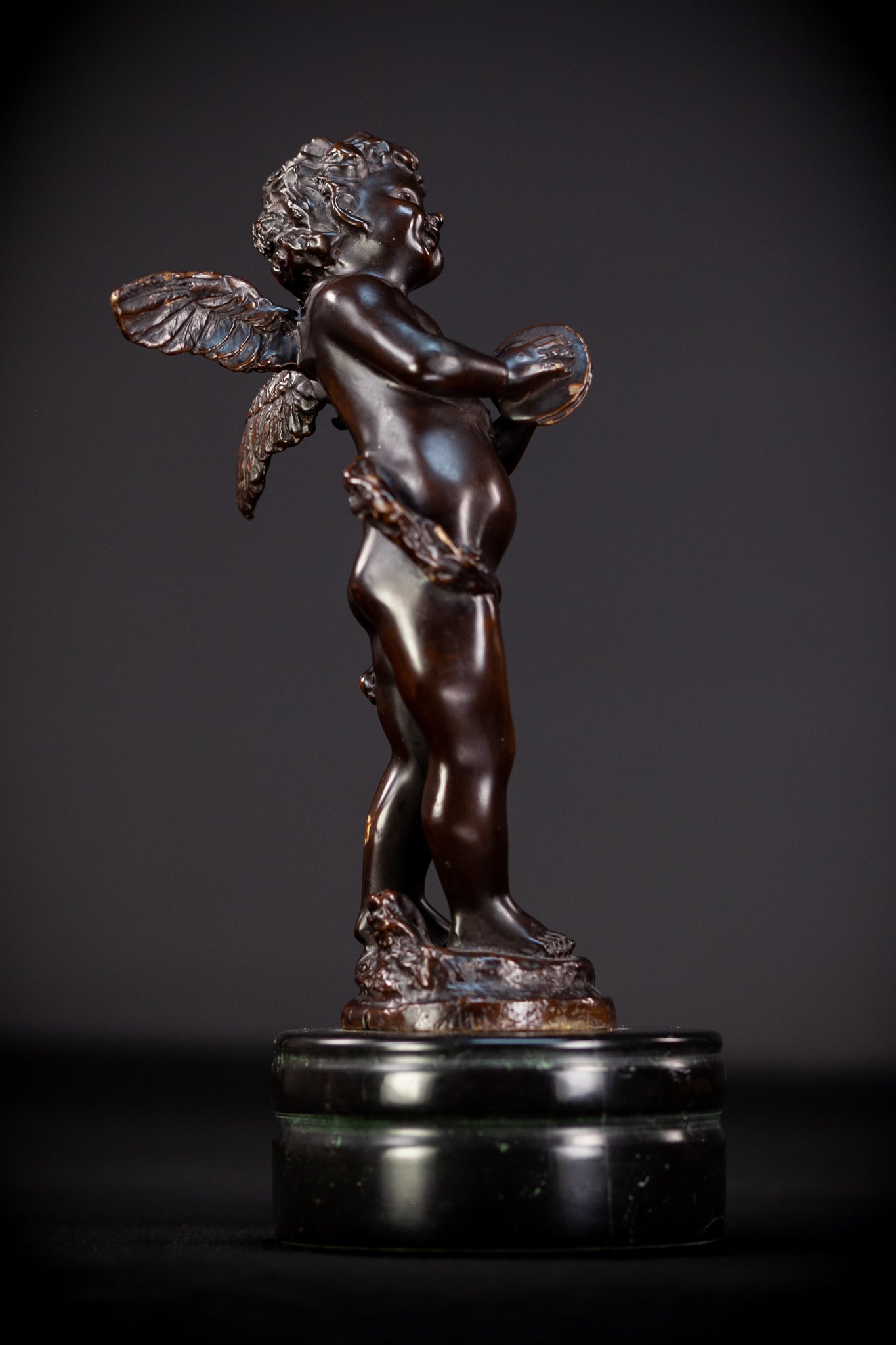 Angel Bronze Sculpture by A Moreau | Antique 11" / 28 cm