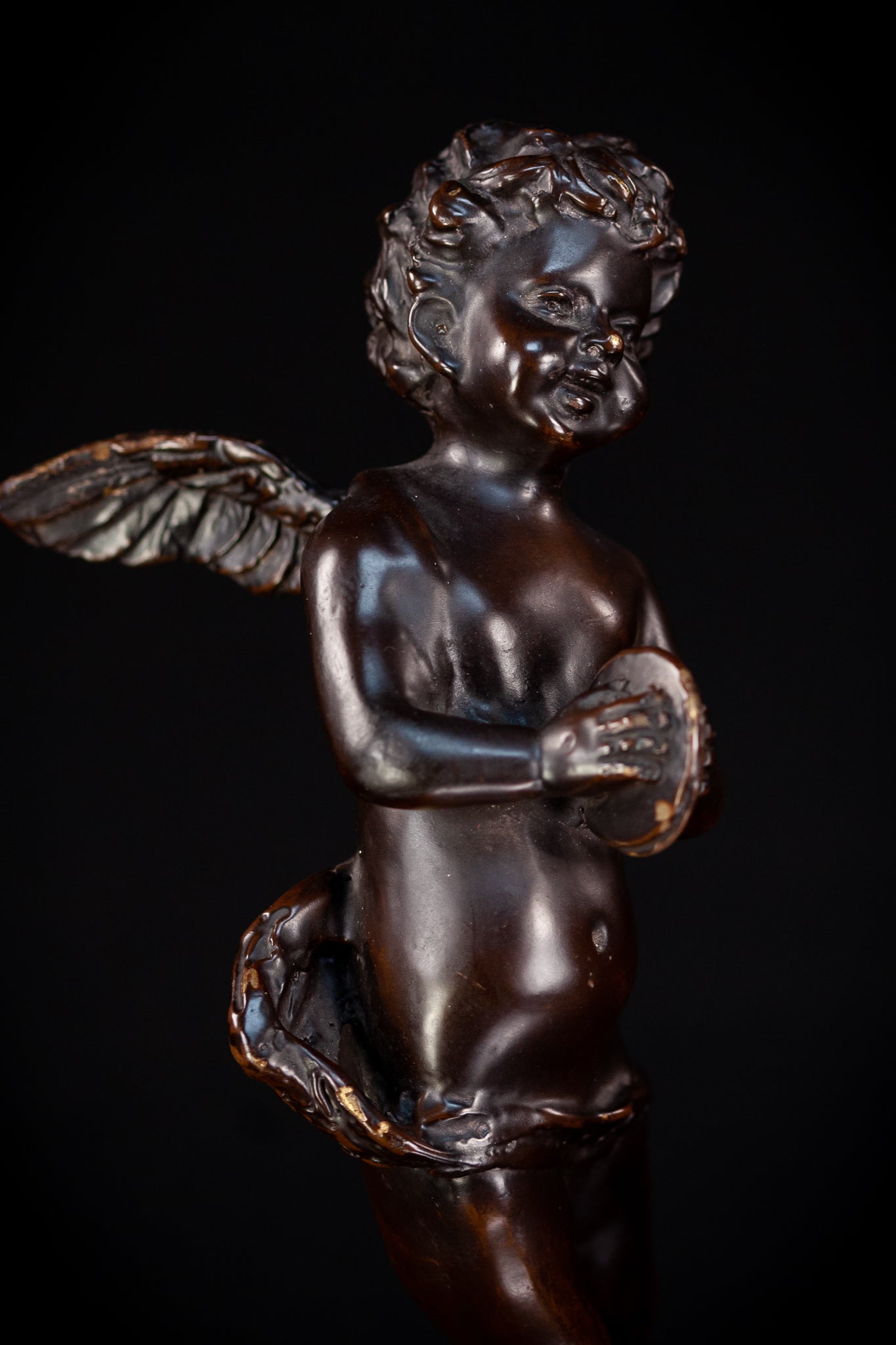 Angel Bronze Sculpture by A Moreau | Antique 11" / 28 cm