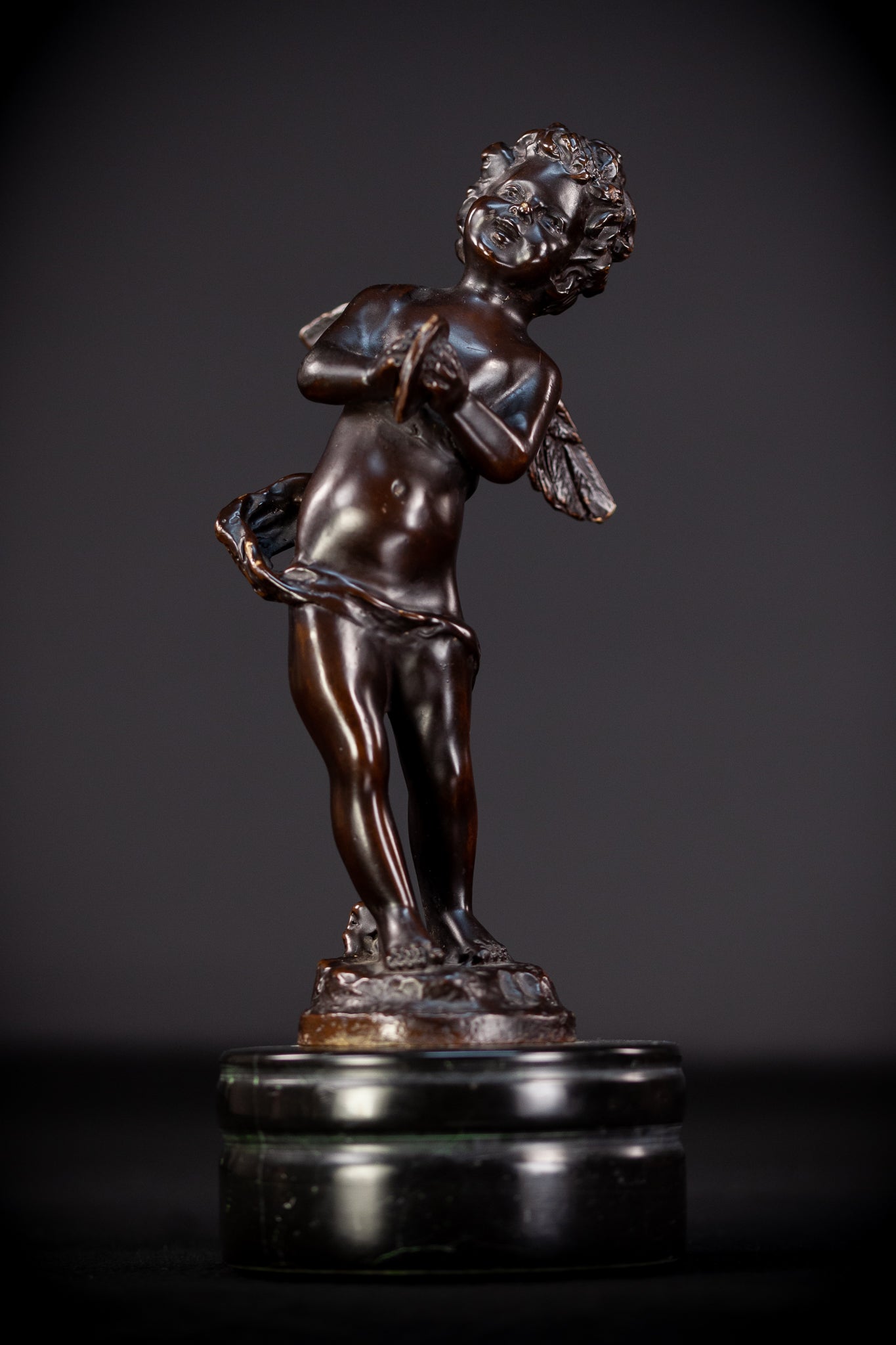 Angel Bronze Sculpture by A Moreau | Antique 11" / 28 cm
