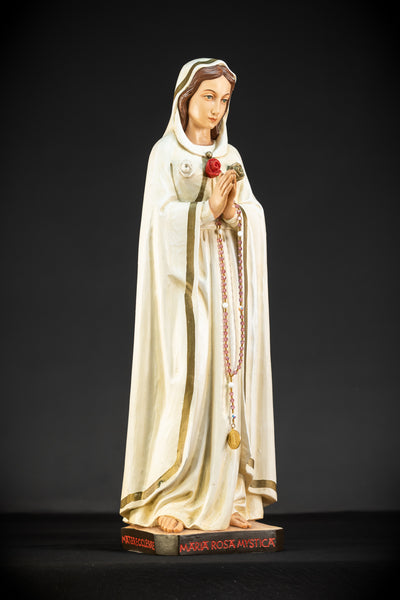 27.6" / 70 cm | Maria Rosa Mystica Wooden Statue