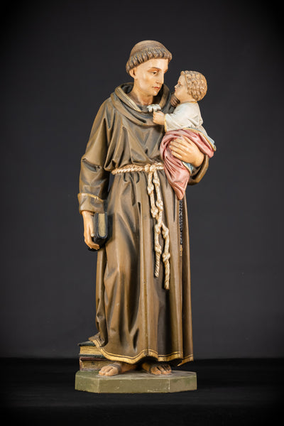 33” / 76 cm | St Anthony of Padua Wood Statue Antique