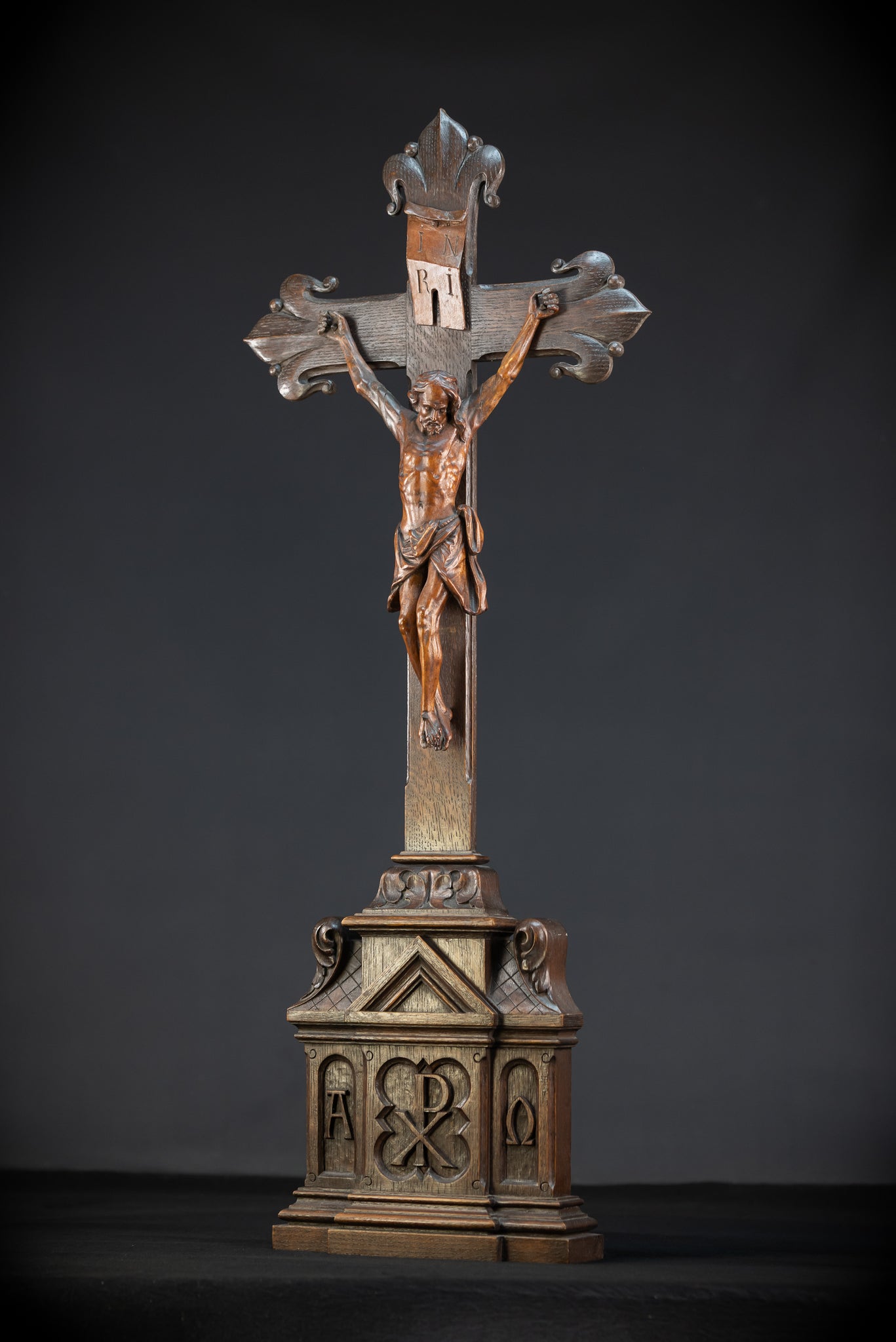 Wooden Altar Crucifix | 1800s Antique | 34.6" / 88 cm