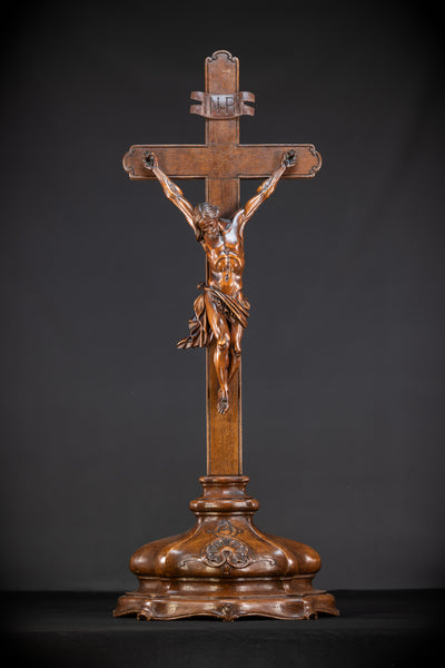 40.2" / 102 cm Wooden Altar Crucifix | 1800s Antique