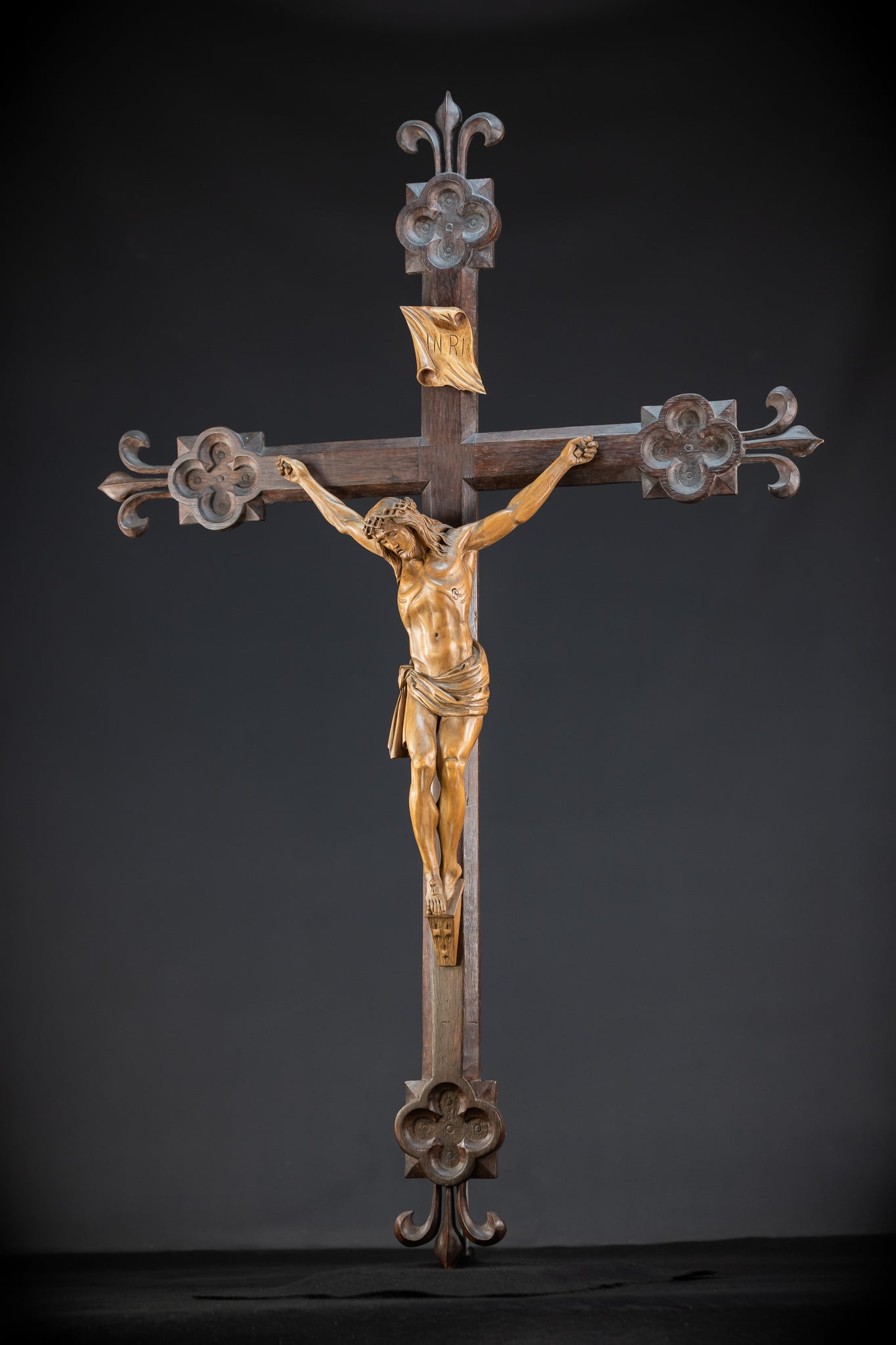 41.3" |  Wall Crucifix | Antique Wooden Church Cross 1800s