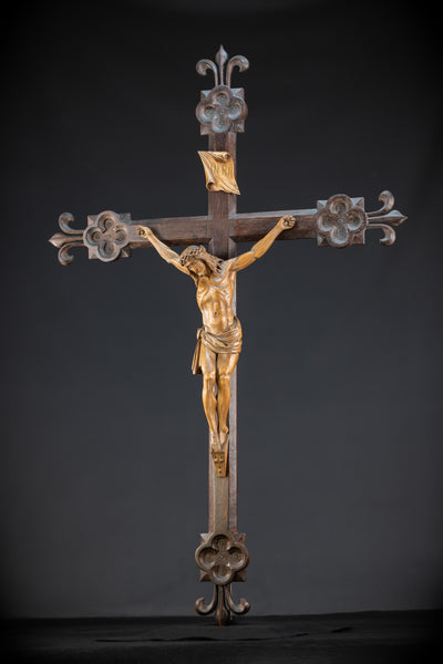 41.3" |  Wall Crucifix | Antique Wooden Church Cross 1800s