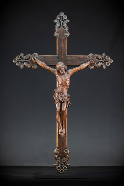42.1" | Wall Crucifix | Antique Wooden Church Cross 1800s