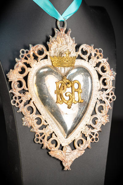 9.3" Solid Silver Votive Heart | 1800s  For Grace Received