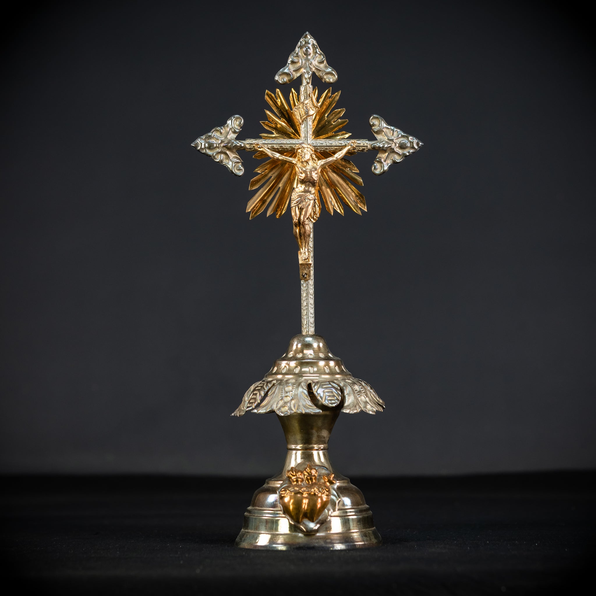 Altar Crucifix | 1800s Antique Brass | 15.8" / 40 cm