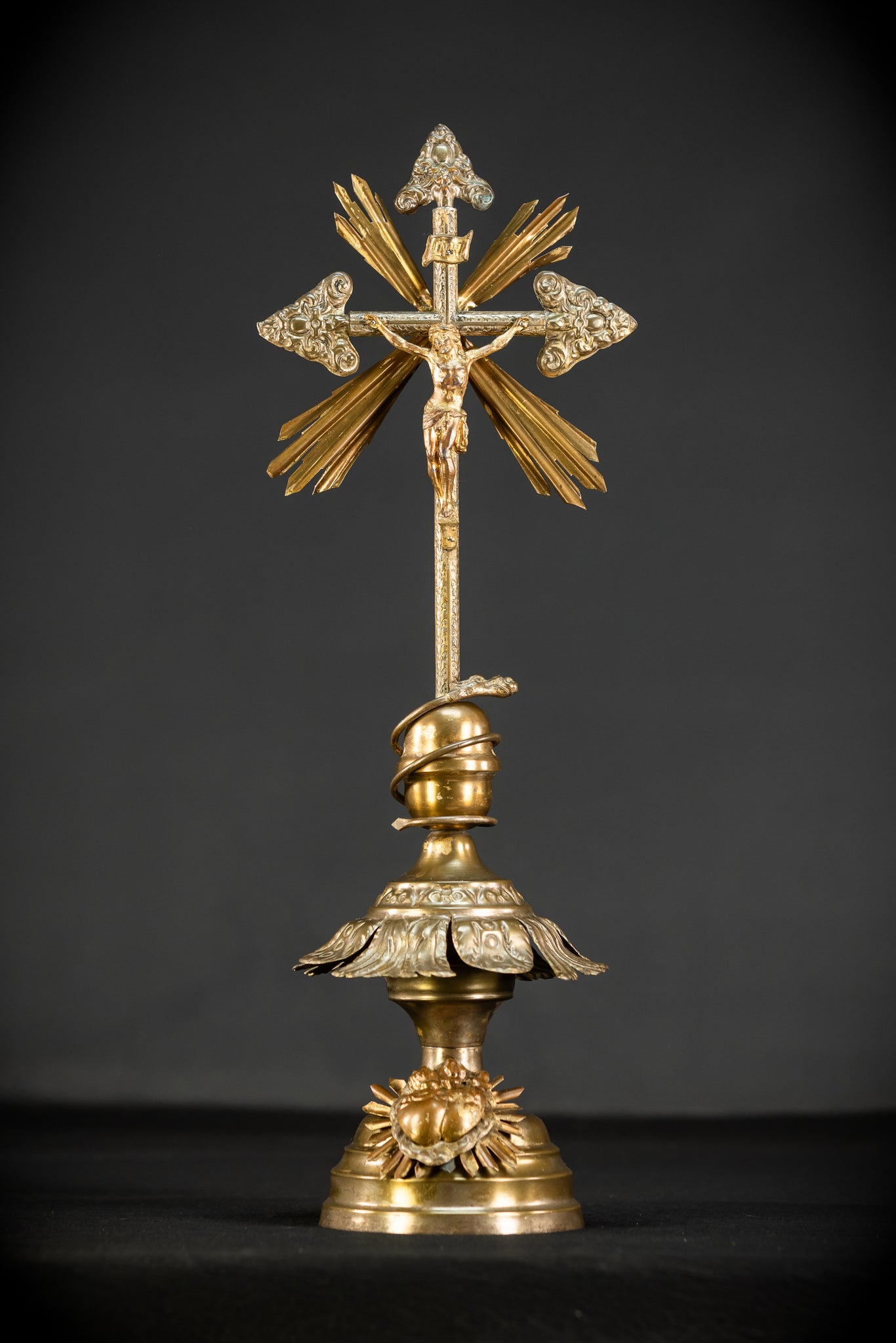 Altar Crucifix | 1800s Antique Brass | 20.3" / 51.5 cm