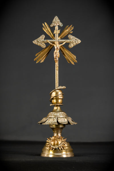 Altar Crucifix | 1800s Antique Brass | 20.3" / 51.5 cm
