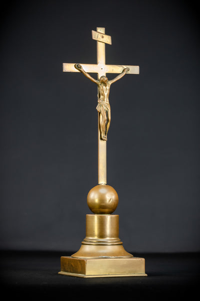 Altar Crucifix | French 1700s Gilded Bronze | 17.7"