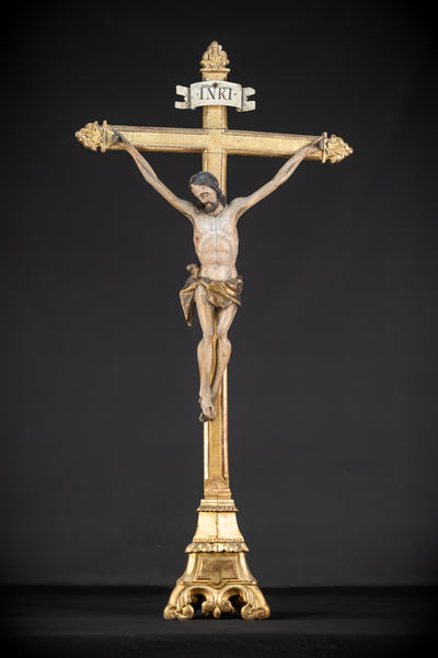 Altar Crucifix | Wood Carving | 1800 Antique 36.2"