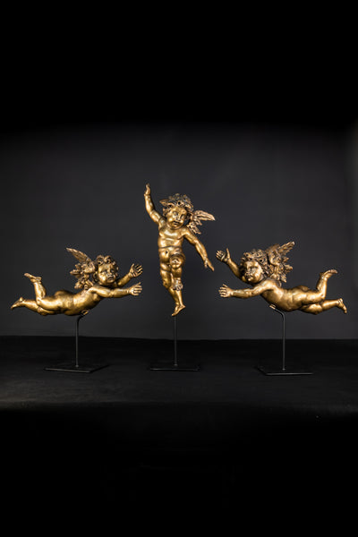 Set of Three Angel Statues | 1800s Antique | 18.9"