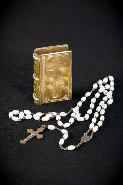Antique Rosary with Brass Engraved Case | 20.5''