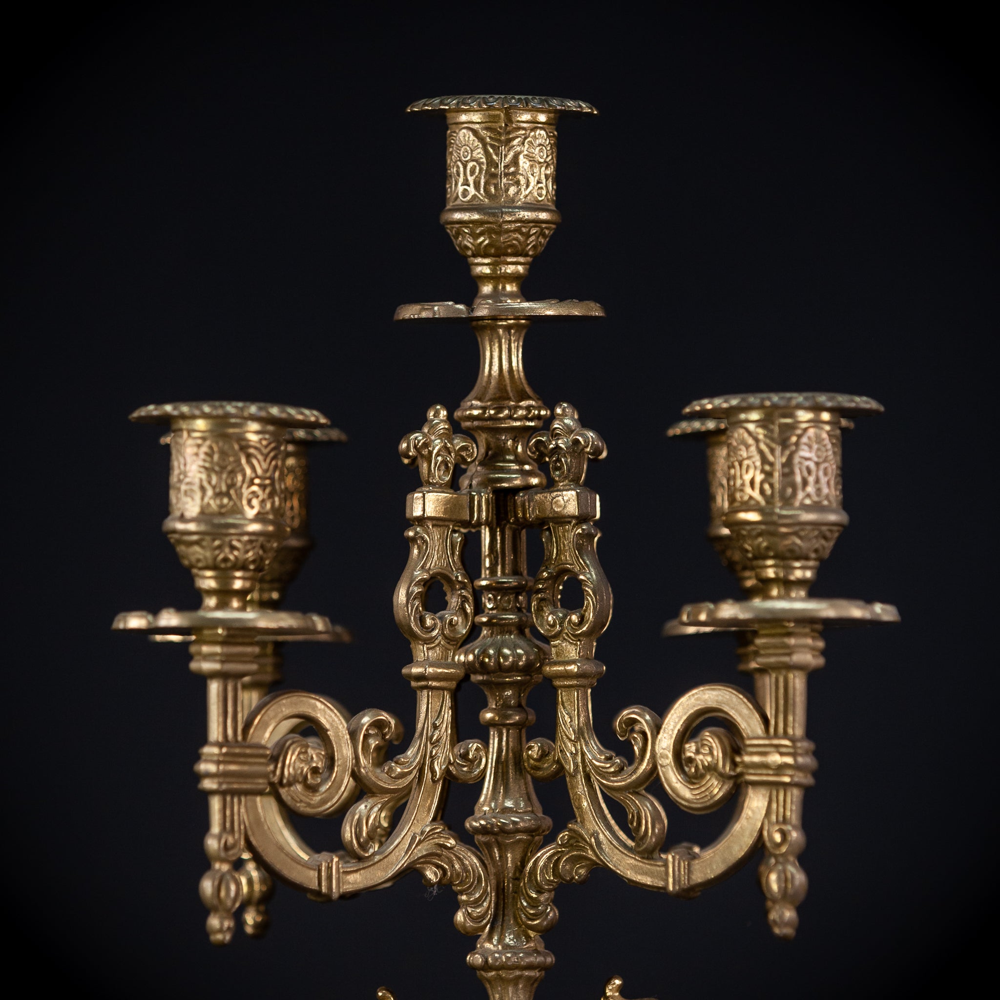 Pair of Baroque Bronze Candelabras | Vintage 20.1" / 51 cm