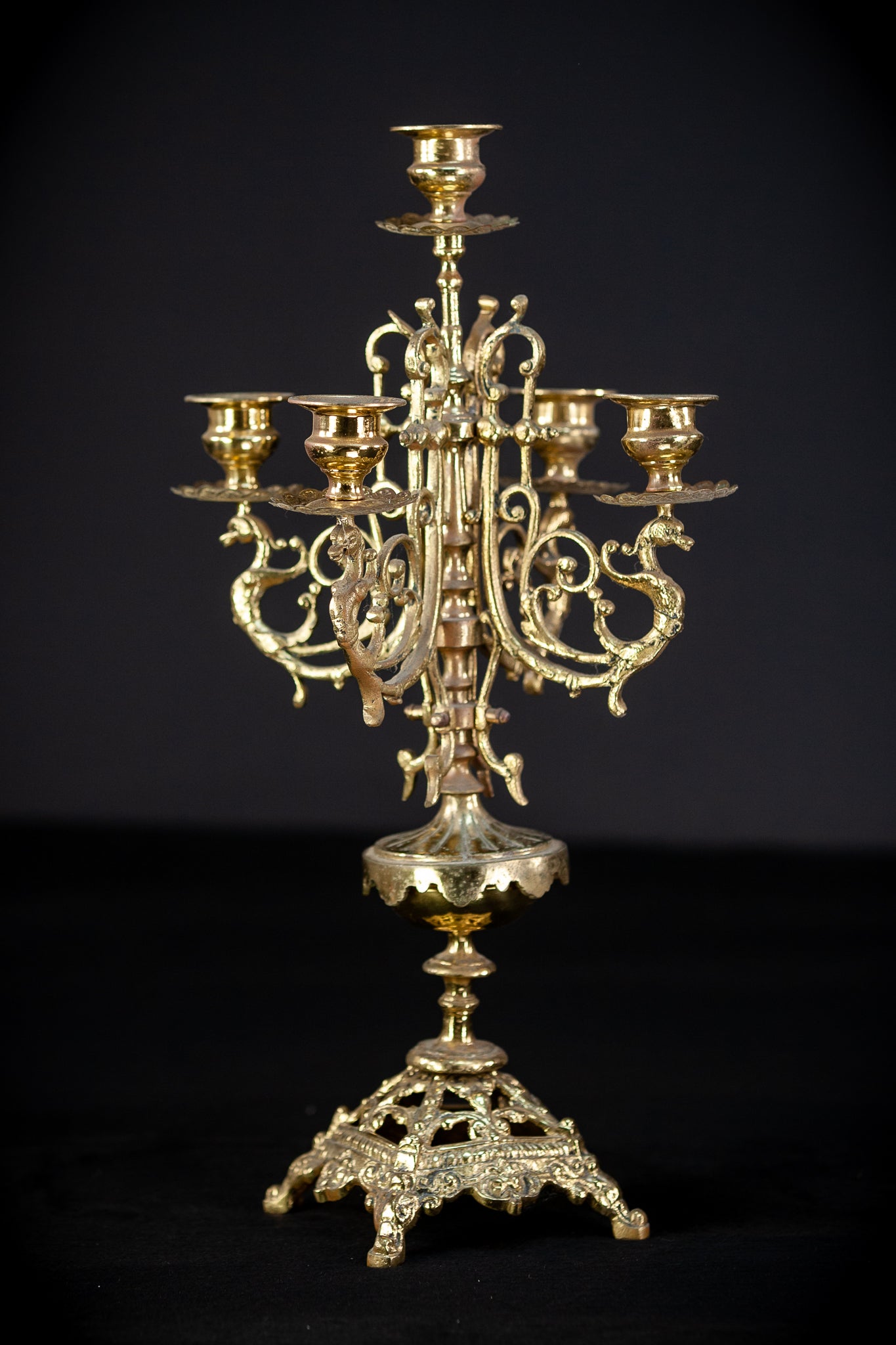 Bronze Brass Candelabras  | Vintage 15.6" / 39.5 cm
