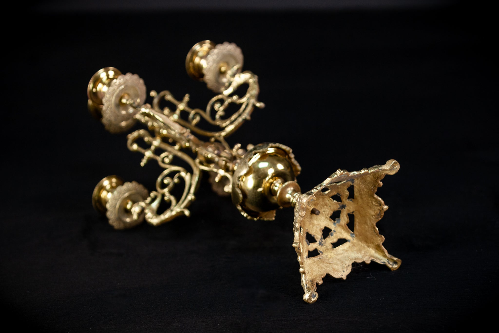 Bronze Brass Candelabras  | Vintage 15.6" / 39.5 cm