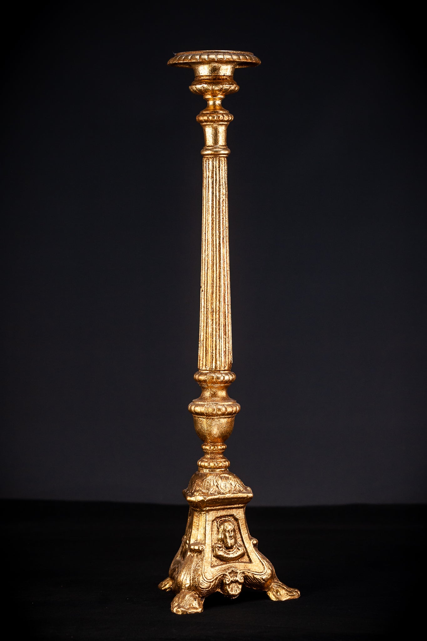 Pair of Gilded Cast Iron Candlesticks | 1800s Antique | 27.6" / 70 cm