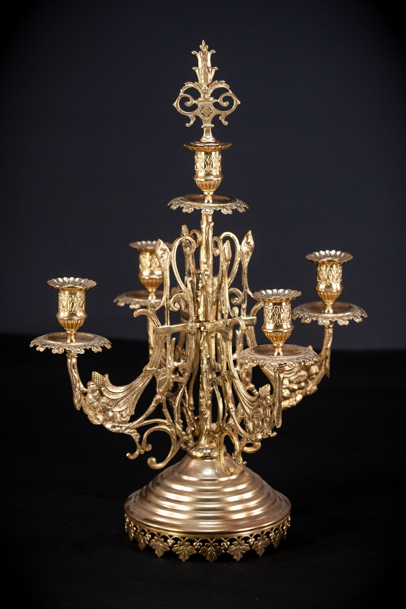 Bronze Brass Candelabras Pair |  15.7" / 40 cm