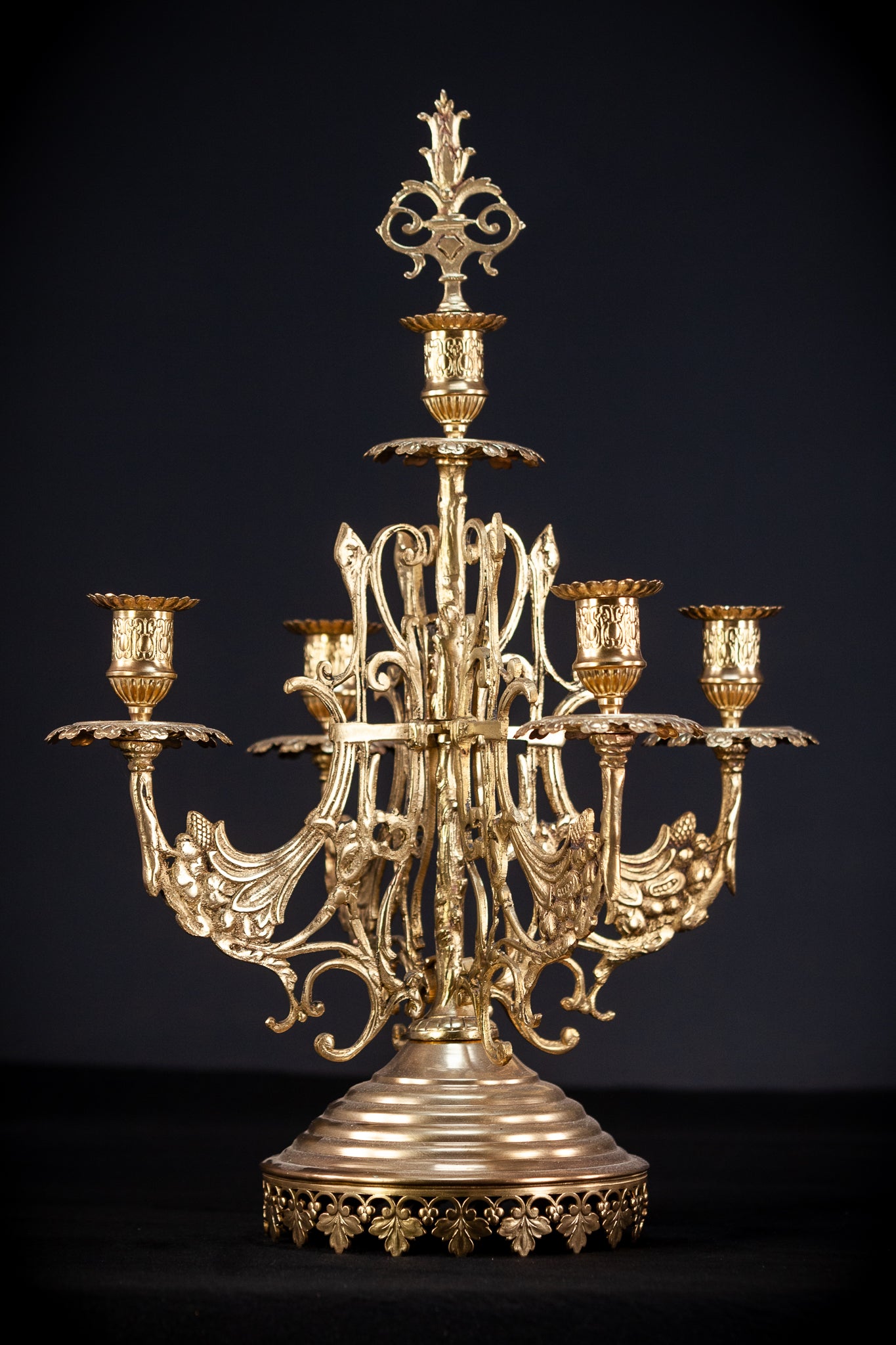 Bronze Brass Candelabras Pair |  15.7" / 40 cm