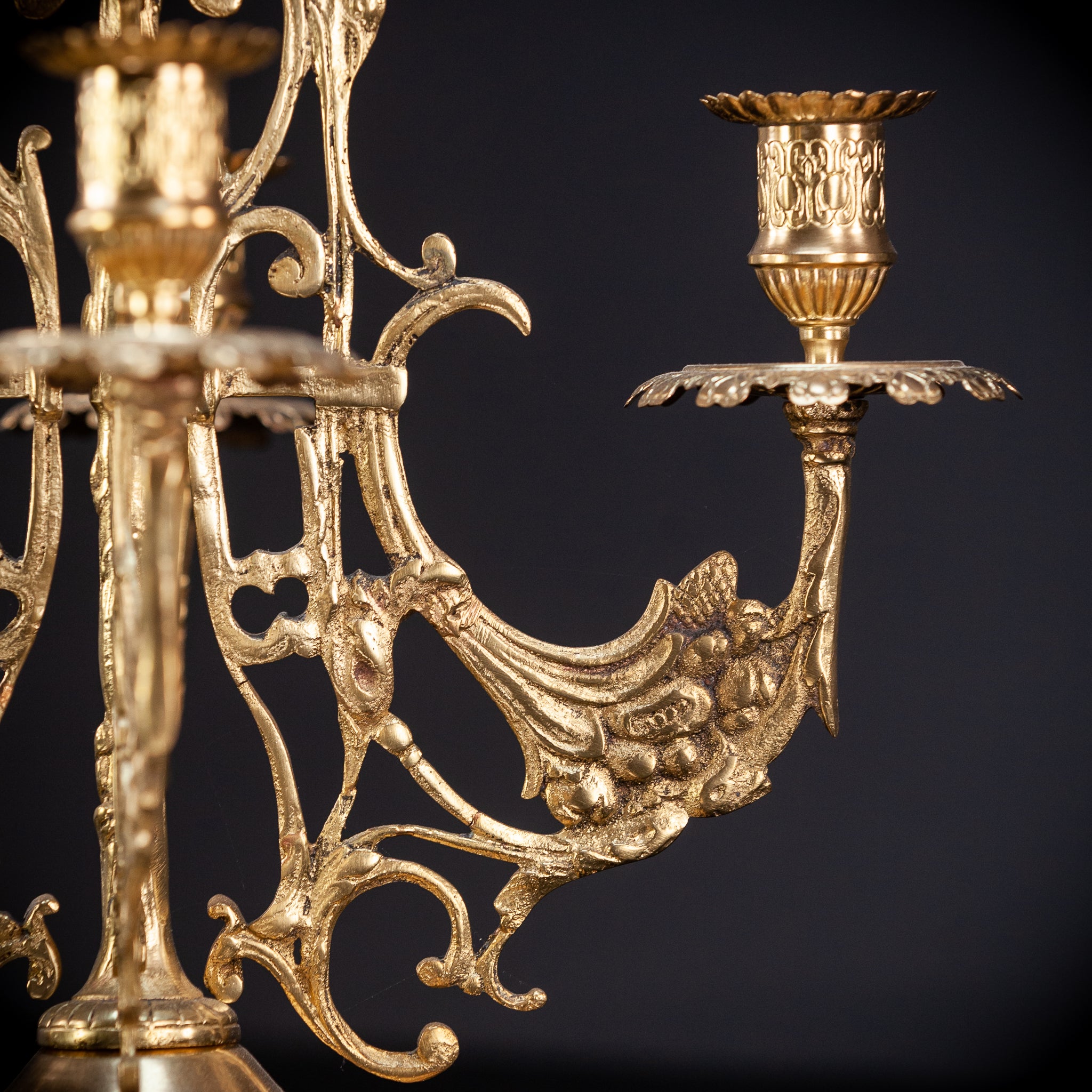 Bronze Brass Candelabras Pair |  15.7" / 40 cm