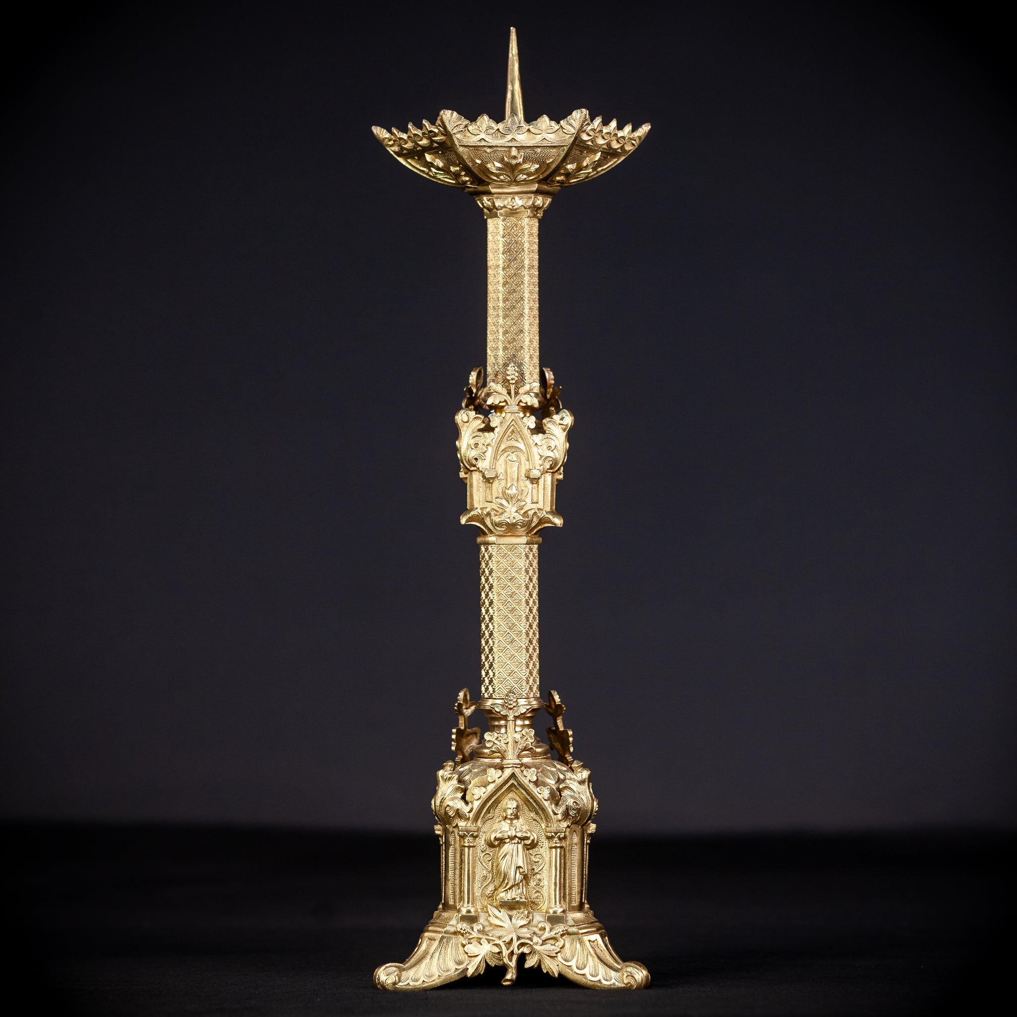 Candlestick French Antique | Cathedral Base 17.5" / 44.5 cm