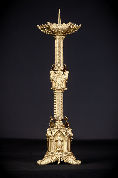 Candlestick French Antique | Cathedral Base 17.5" / 44.5 cm