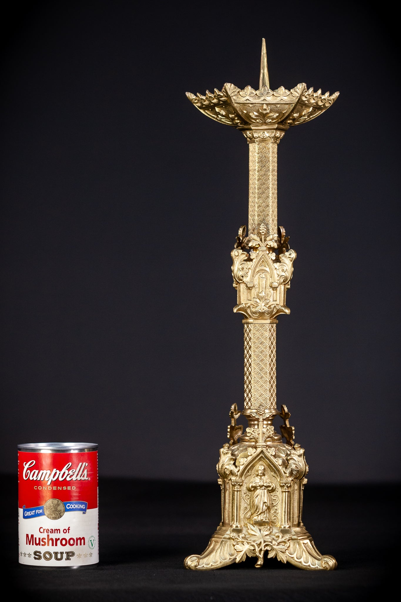 Candlestick French Antique | Cathedral Base 17.5" / 44.5 cm