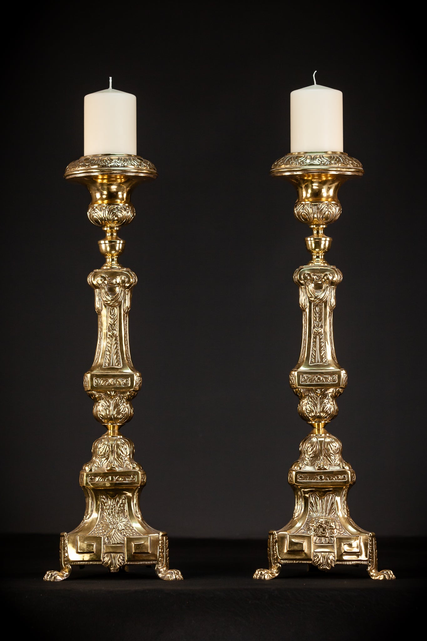 Pair of French Baroque Candlesticks | 1700s Antique | 26" / 66 cm