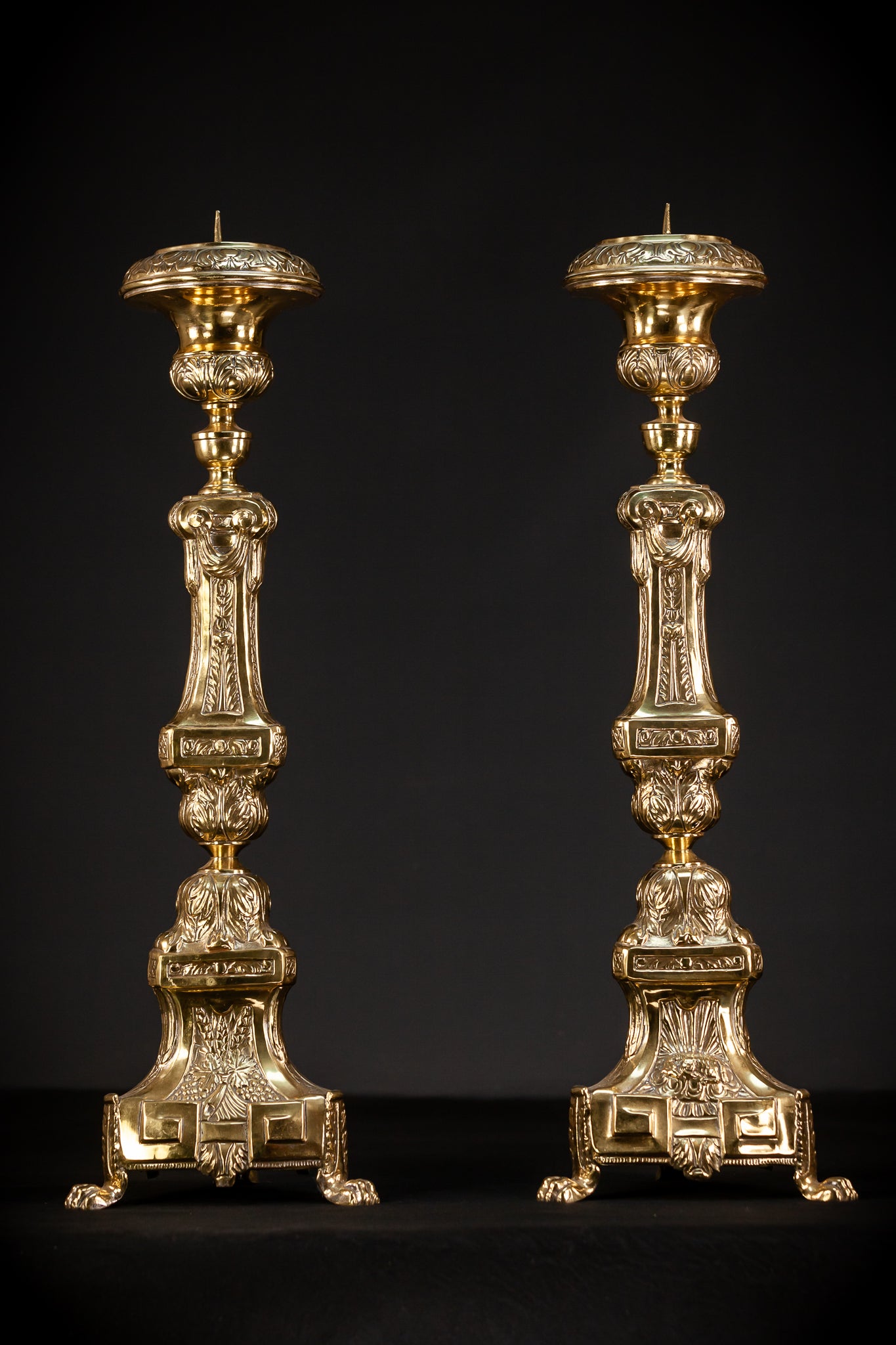 Pair of French Baroque Candlesticks | 1700s Antique | 26" / 66 cm