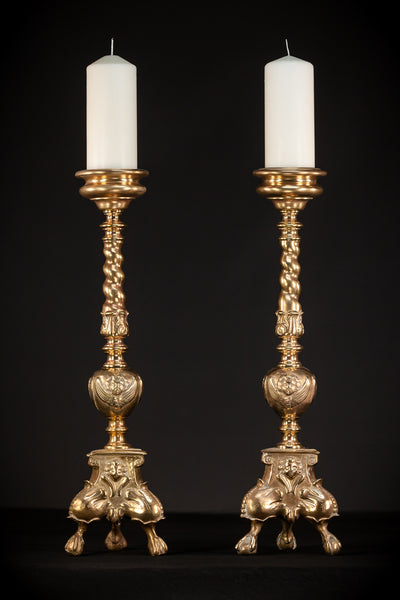 Pair Baroque Candlesticks 1800s | 26.2" 