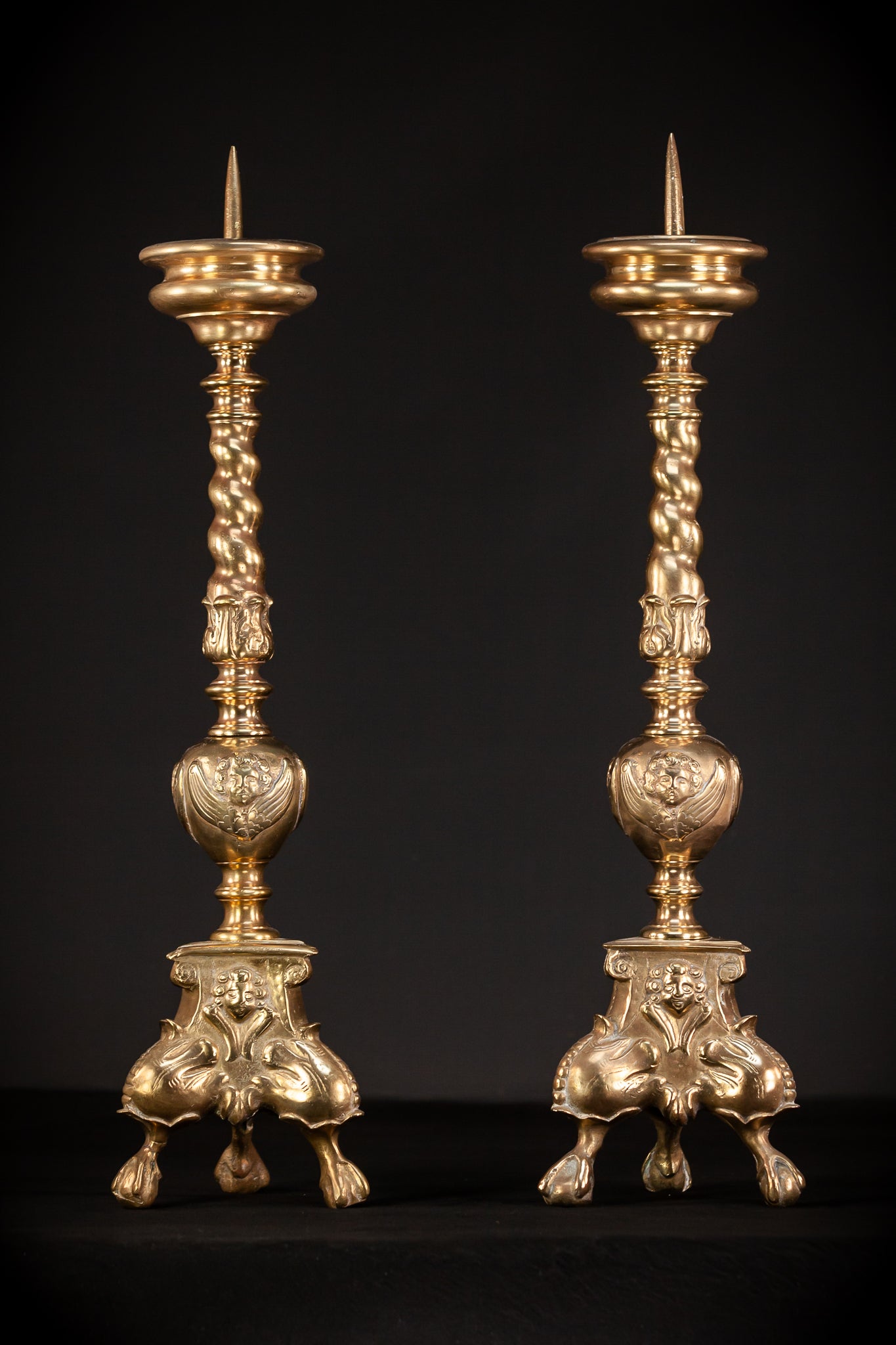 Pair Baroque Candlesticks 1800s | 26.2"