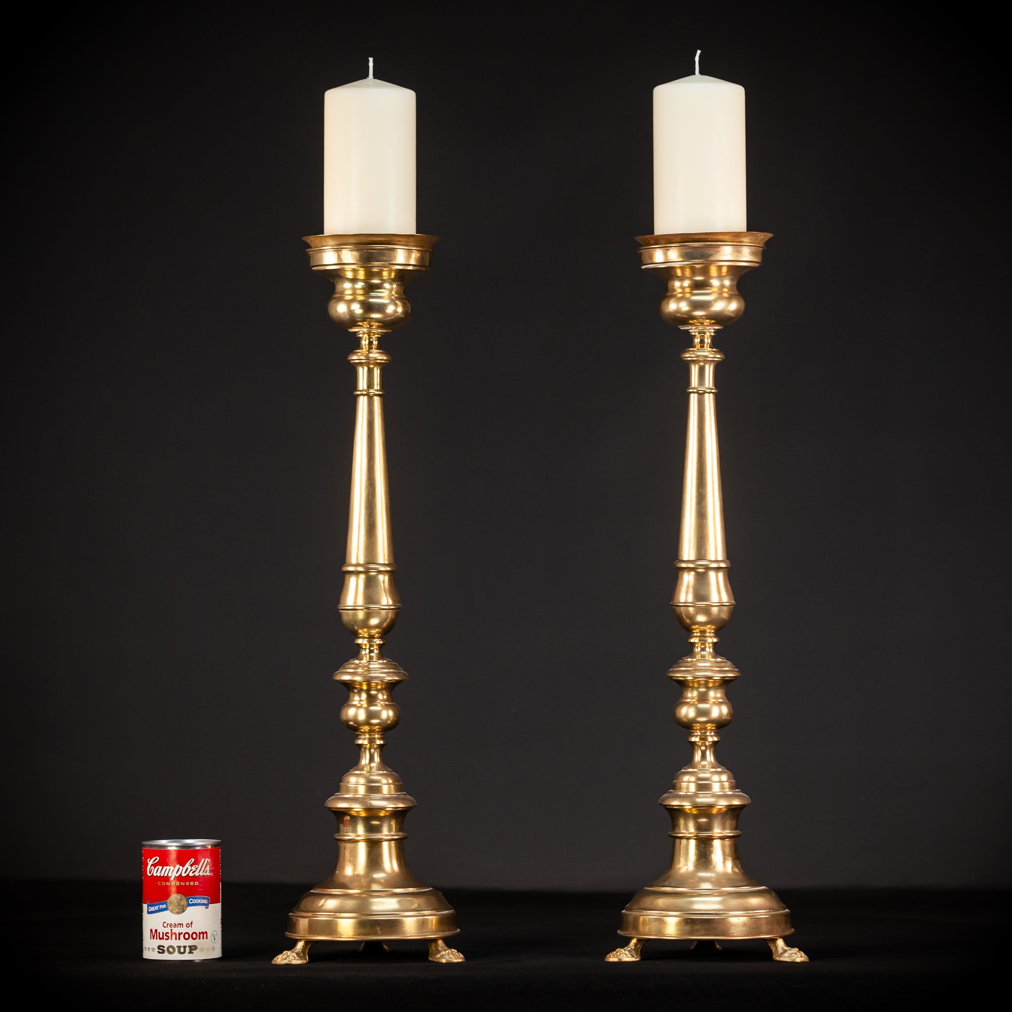 Pair of Baroque Candlesticks | 1800s Antique | 26.8" / 68 cm