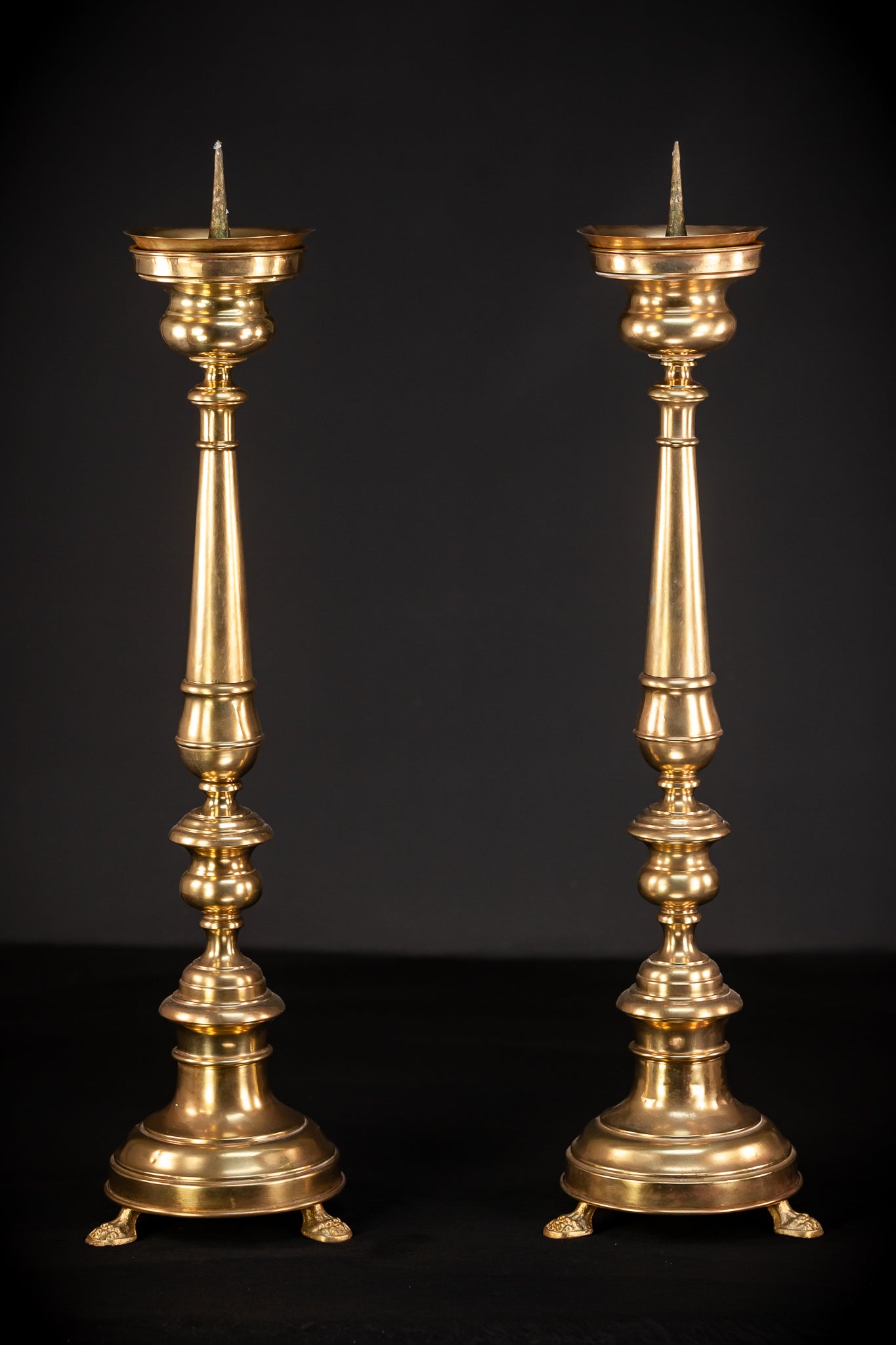 Pair of Baroque Candlesticks | 1800s Antique | 26.8" / 68 cm