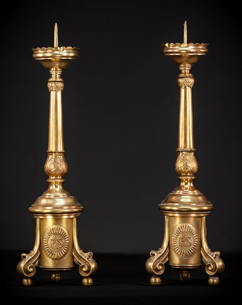 Pair Baroque Candlesticks 1800s | 22"