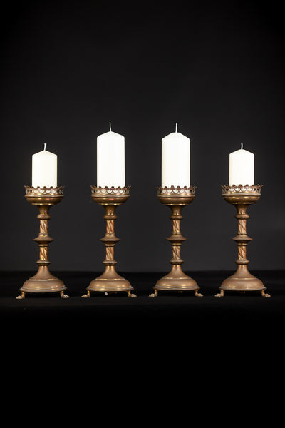 Candlesticks Set of 4 | 1800s Gothic | 13.2"