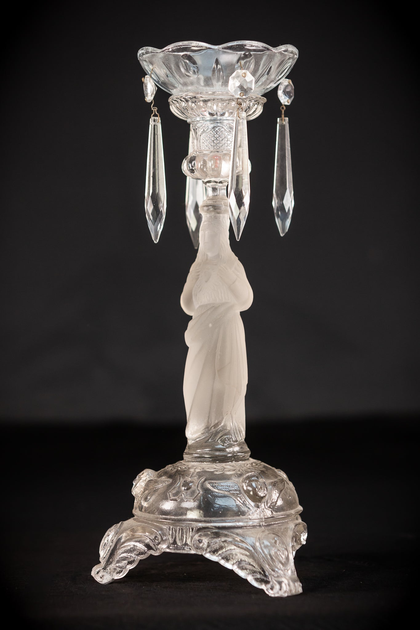 Candlesticks Pair | French Antique Glass | 13"