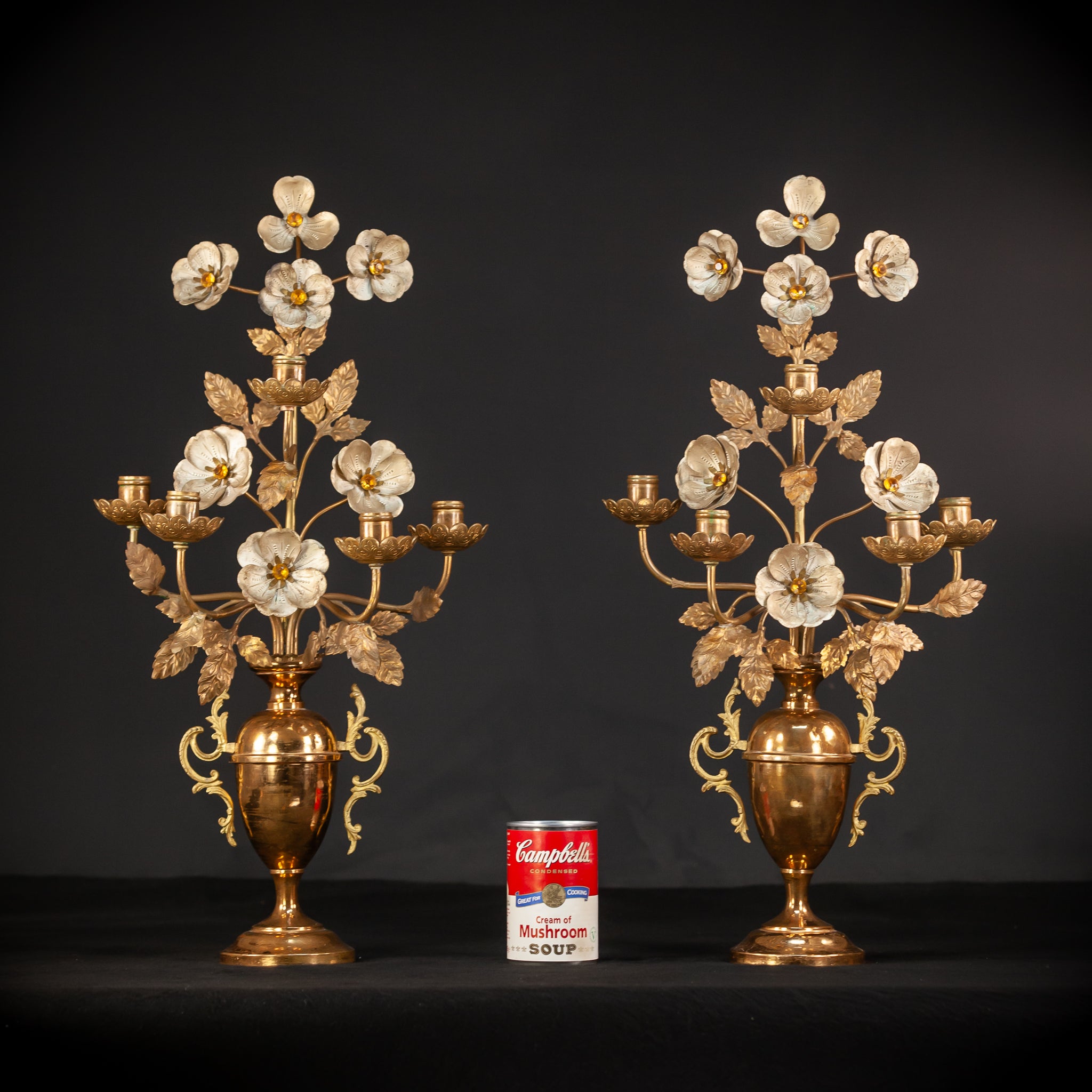 Pair of Altar Vases | Bronze and Brass | 1800s Antique | 23" / 58.5 cm