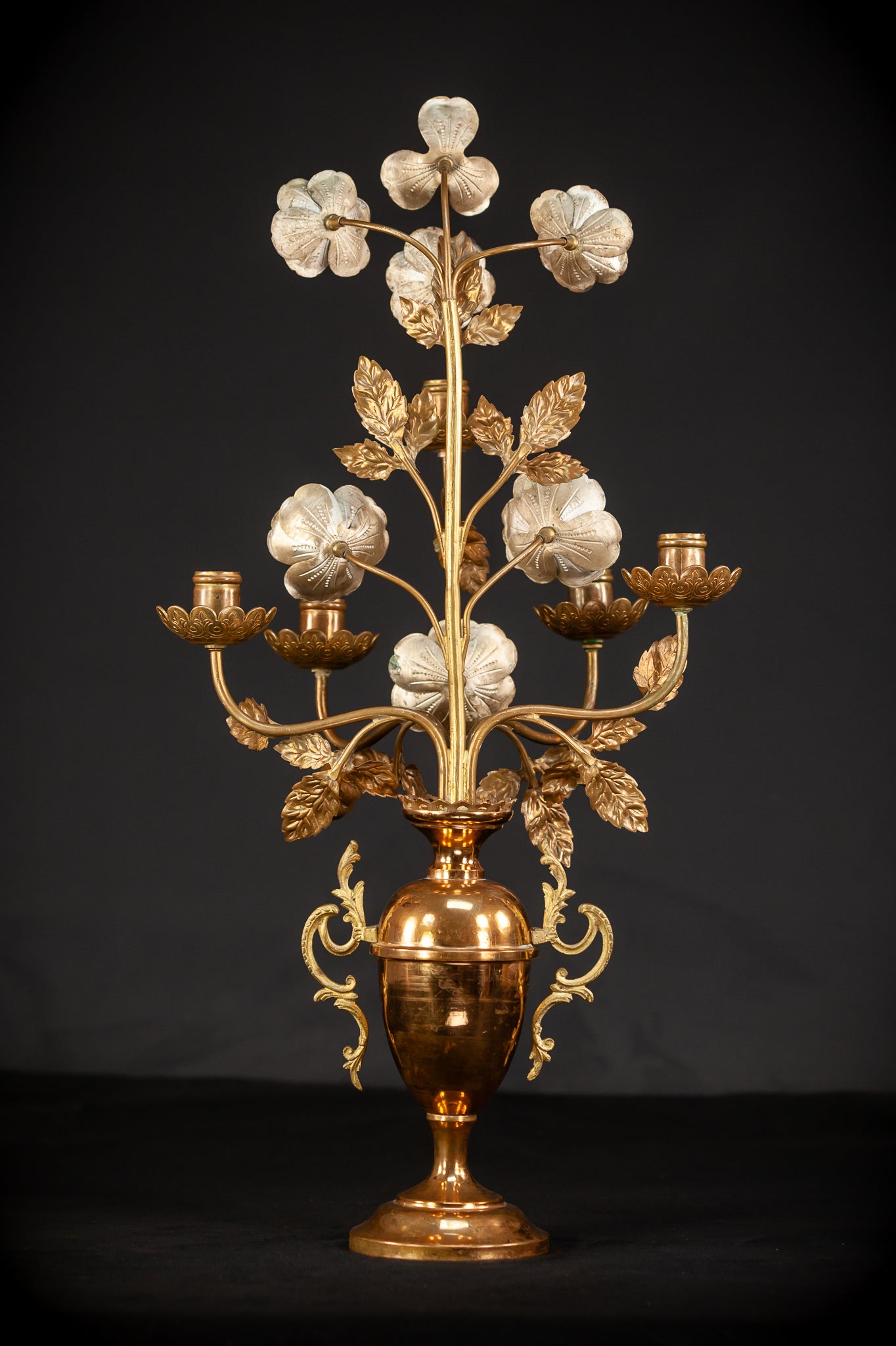 Pair of Altar Vases | Bronze and Brass | 1800s Antique | 23" / 58.5 cm