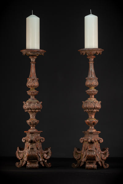 Pair of Baroque Candlesticks 18th C | 29.1"