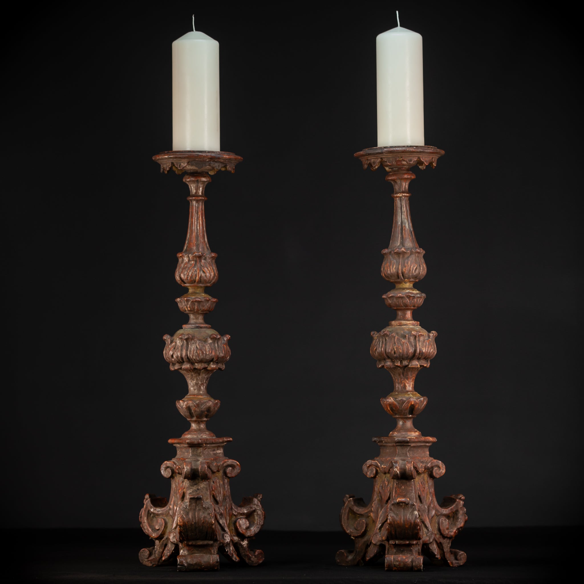 Pair of Baroque Candlesticks 18th C | 29.1"