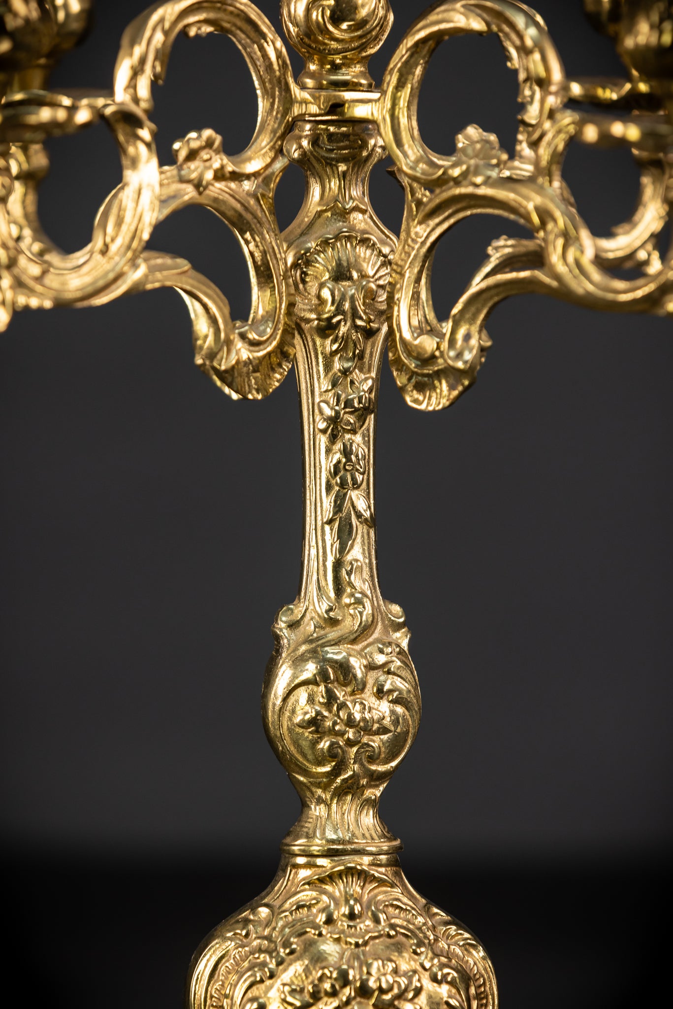 Pair of Baroque Bronze Candelabras | mid 1900s Vintage | 13.8" / 35 cm